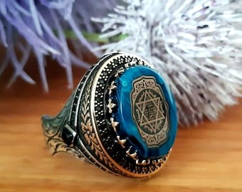 Sterling Silver Seal of Solomon Ring, Handmade Signet Ring