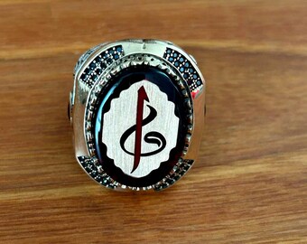 Sterling Silver Elif Vav Ring, Ottoman Islamic Jewelry