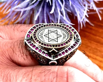 Sterling Silver Seal of Solomon Ring, Handmade Signet
