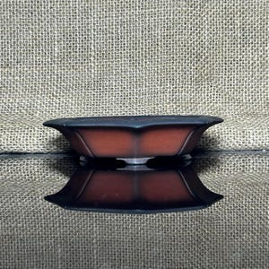 Handmade Octagonal Bonsai Pot: Red Brown Ceramic, 4.8&quot;