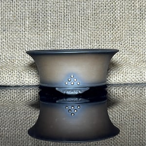 Handmade Ceramic Bonsai Pot: Copper Color, Hand-Engraved