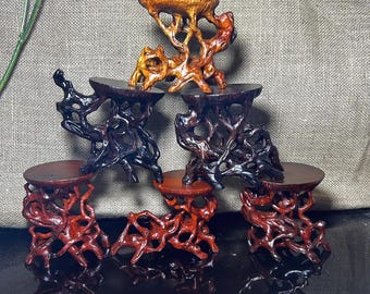 Handgjort hantverksmässigt träställ: Bonsai-display i asiatisk stil (10-11 cm)