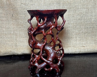 Handgemaakte ambachtelijke houten sculptuurstandaard: woondecoratie in Aziatische stijl (6,5")