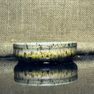 Handmade Glazed Ceramic Bonsai Pot: Unique rusty iron glaze effect, yellow color, 3.2 inch