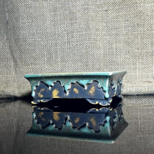 Handmade Glazed Ceramic Bonsai Pot: Flame Effect Decor (5.5&quot;x4.2&quot;)