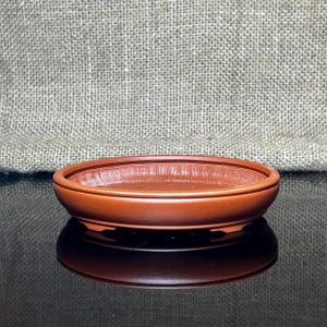 Vaso de bonsai feito à mão, vaso de árvore de bonsai oval, tamanho 5,2&quot;, cerâmica, cor laranja, bonsai exclusivo sem esmalte