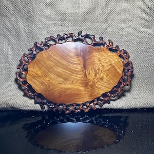 Oval Wooden stand made of Padauk , root stand, pattern sculpture handmade, Wooden Display stand For vase bottle, bonsai pot, size 12&quot;