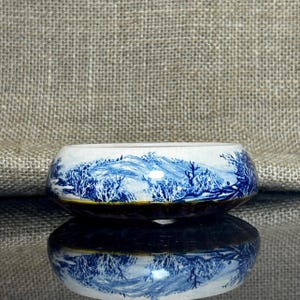 Handmade Ceramic Bonsai Pot: Mountain River Landscape, 4.5&quot; Shohin Size