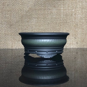 Ceramic bonsai tree pot, Unglazed, pottery, Hand-engraved buttons, like copper buttons, size 3.5 inch
