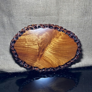 Oval Wooden stand with Padauk , pattern sculpture handmade, Wooden Display stand For vase bottle, teapot, bonsai pot wooden stand, size 12&quot;