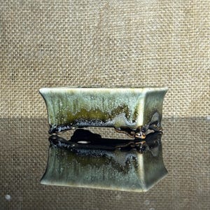 Handmade Glazed Ceramic Bonsai Pot: 3-inch Mini Planter, only one is made