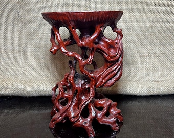 Handmade Artisan Wood Stand: Asian Style Bonsai Display (6.5 inch