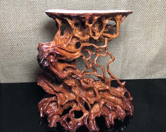 Soporte de madera con Padauk, escultura hecha a mano, núcleo de madera, hermosa veta de madera, decoración del hogar