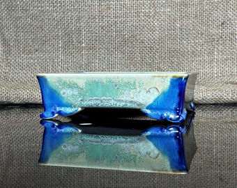 Handmade Ceramic Bonsai Pot: Three-Layer Glazed Finish (5" x 3.8" x 1.5 ")