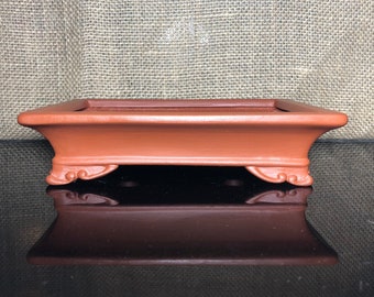 Unglazed bonsai pot, pottery, natural clay color, Ceramics made in Vietnam
