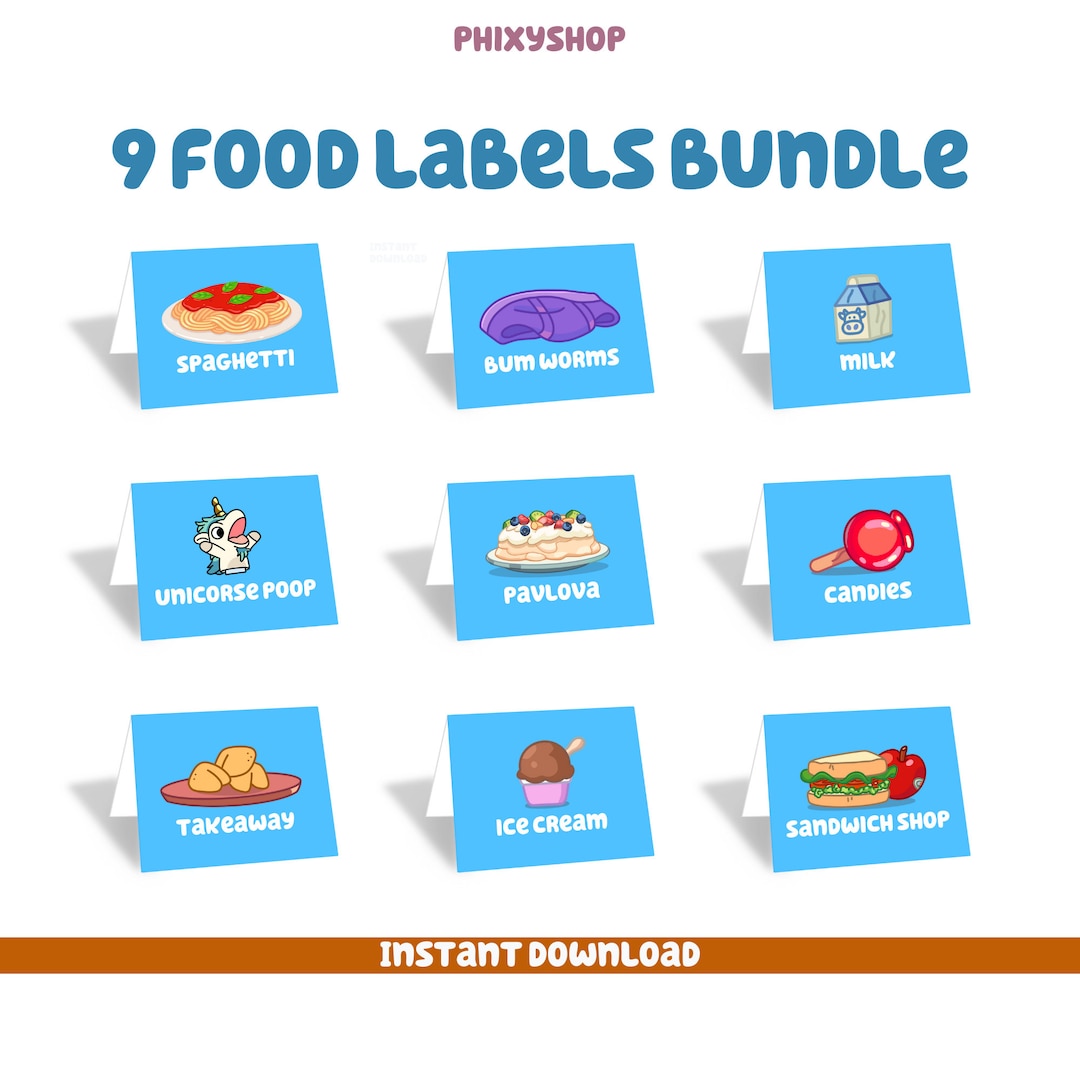 9 Blue Food Labels Bundle Blue Dog Digital Download - Etsy UK