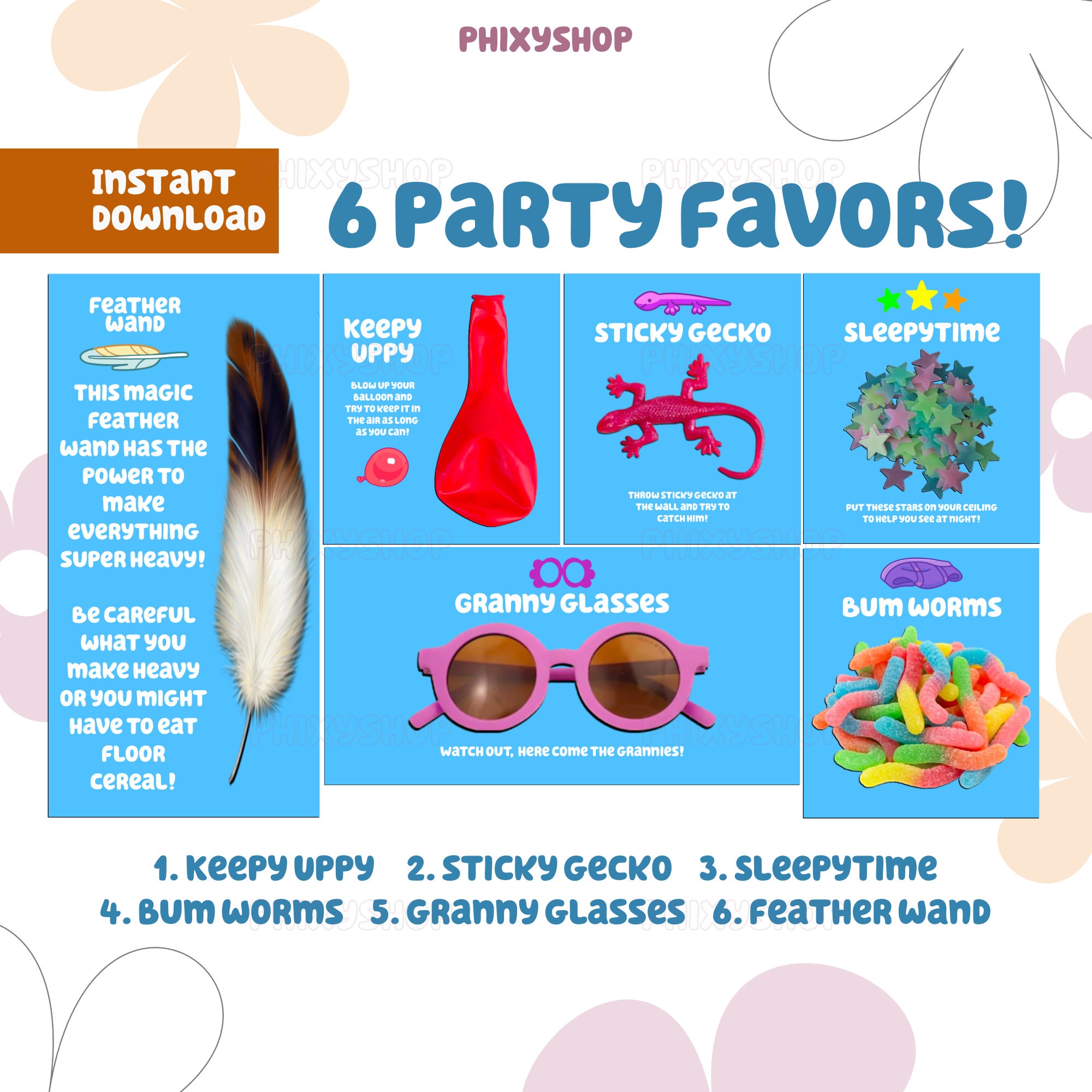 Personnalisé Bluey Printable DIY Party Favor Treat Boxes pour Blue