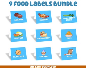 9 Blue Food Labels Bundle | Blue Dog | Digital Download