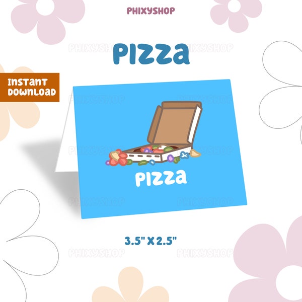 Blue Pizza Food Label | Blue Dog | Digital Download