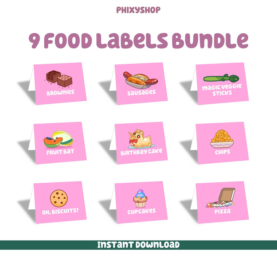 9 Pink Food Labels Bundle Blue Dog Digital Download - Etsy