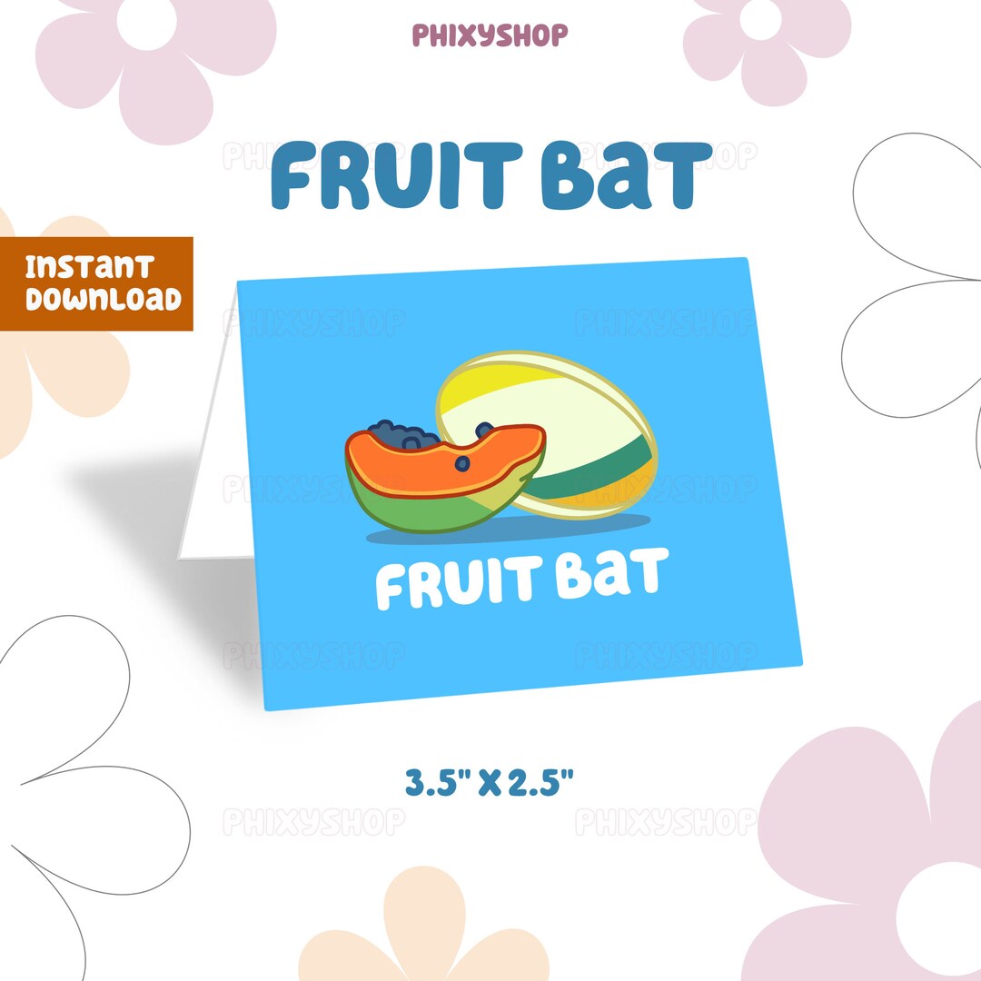 Blue Fruit Bat Food Label Blue Dog Digital Download - Etsy