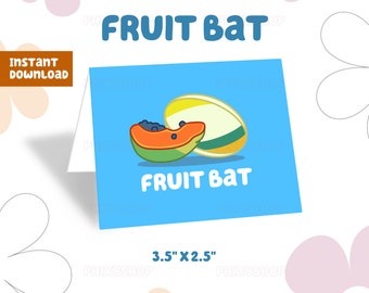 Blue Fruit Bat Food Label | Blue Dog | Digital Download