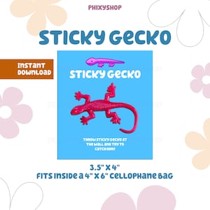 Blue Sticky Gecko | Party Favors | Blue Dog | Digital Download