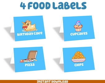 4 Blue Food Labels Bundle | Blue Dog | Digital Download