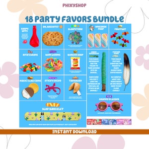 18 Blue Party Favors Bundle | Blue Dog | Digital Download