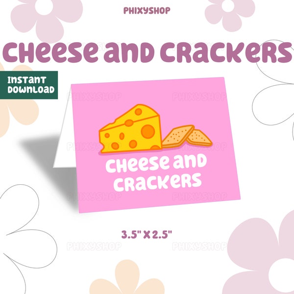 Pink Cheese And Crackers Food Label | Blue Dog | Digital Download