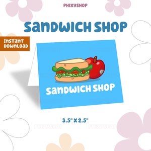 Blue Sandwich Shop Food Label | Blue Dog | Digital Download