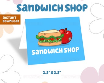 Blue Sandwich Shop Food Label | Blue Dog | Digital Download