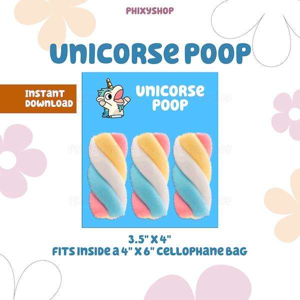 Blue Unicorse Poop | Party Favors | Blue Dog | Digital Download