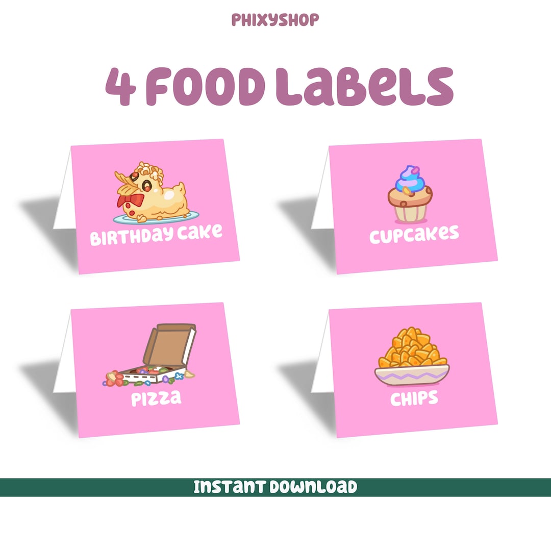 4 Pink Food Labels Bundle Blue Dog Digital Download - Etsy