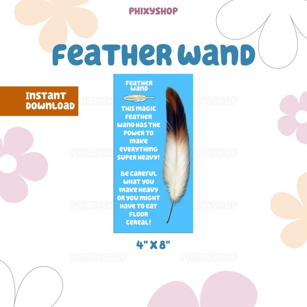 Blue Feather Wand | Party Favors | Blue Dog | Digital Download