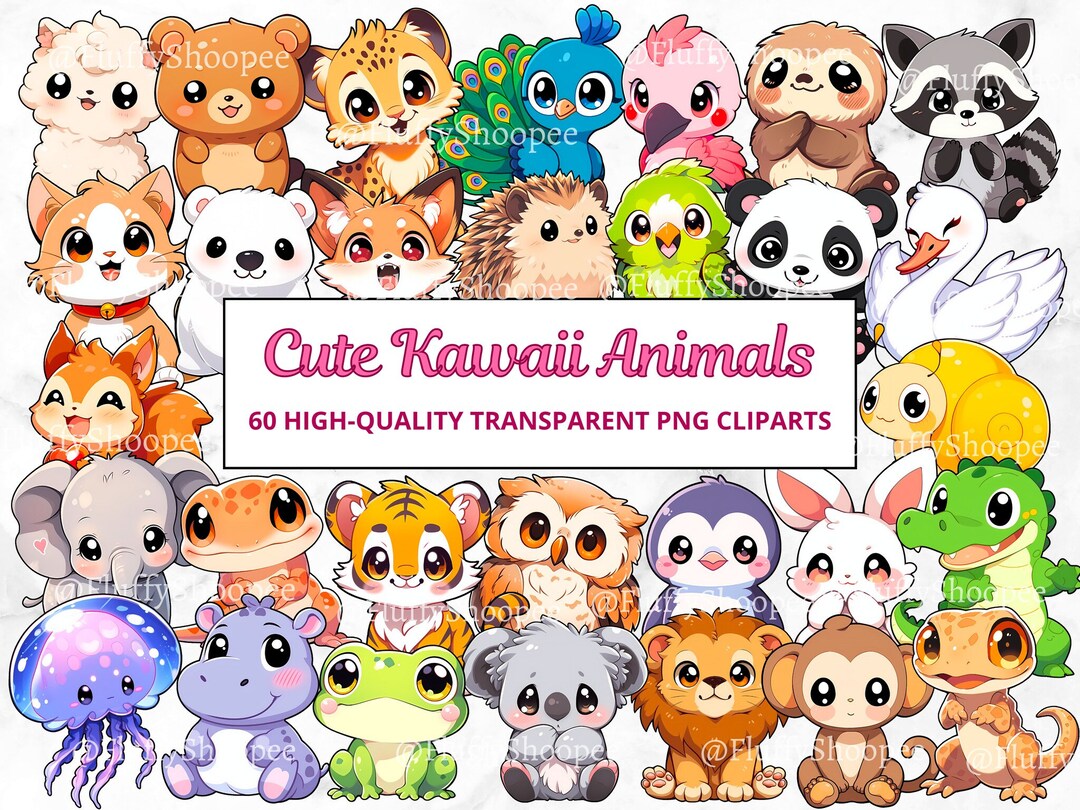 Cute Animals Clipart - Woodland, Farm, Safari Animals - PNG Graphics ...