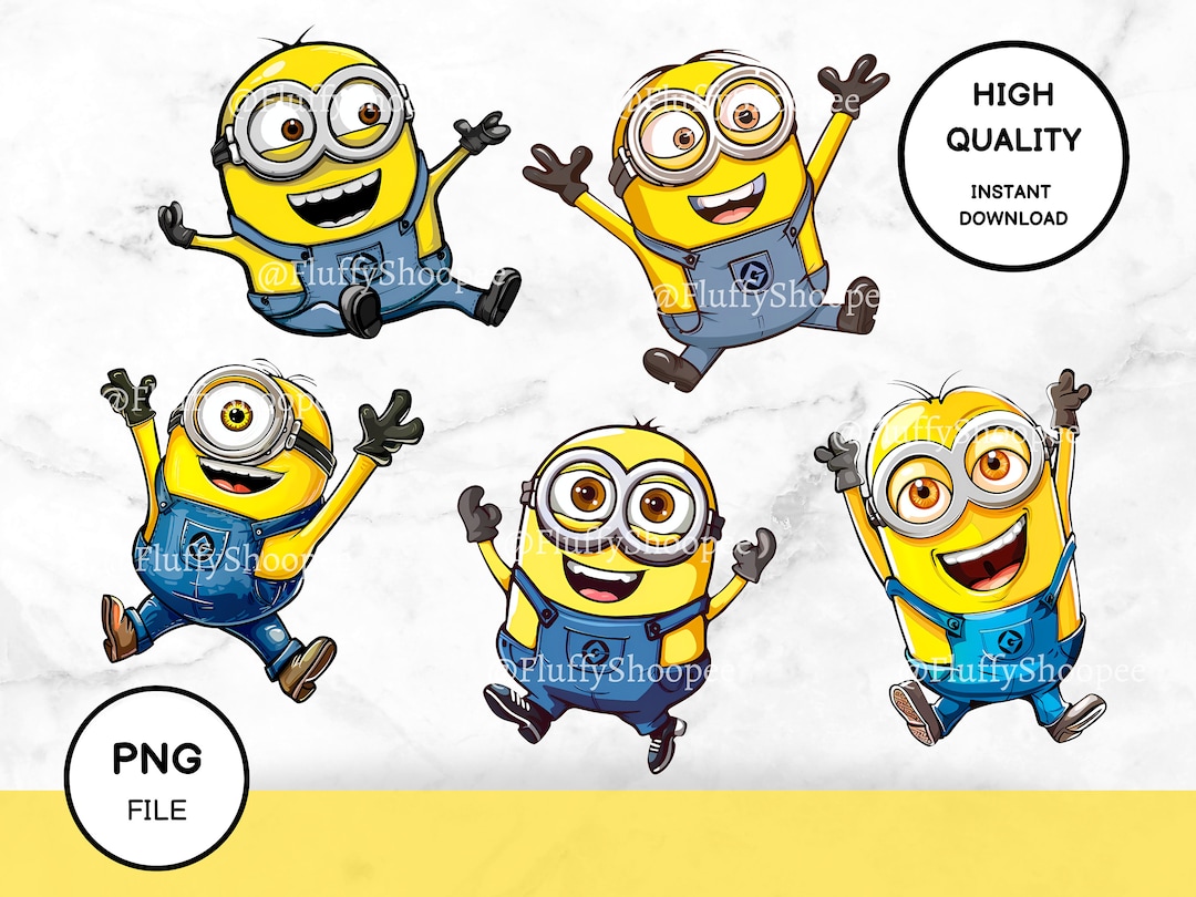 Cute Jumpinig Minions Set Clipart Design Bundle Ready to Print File ...