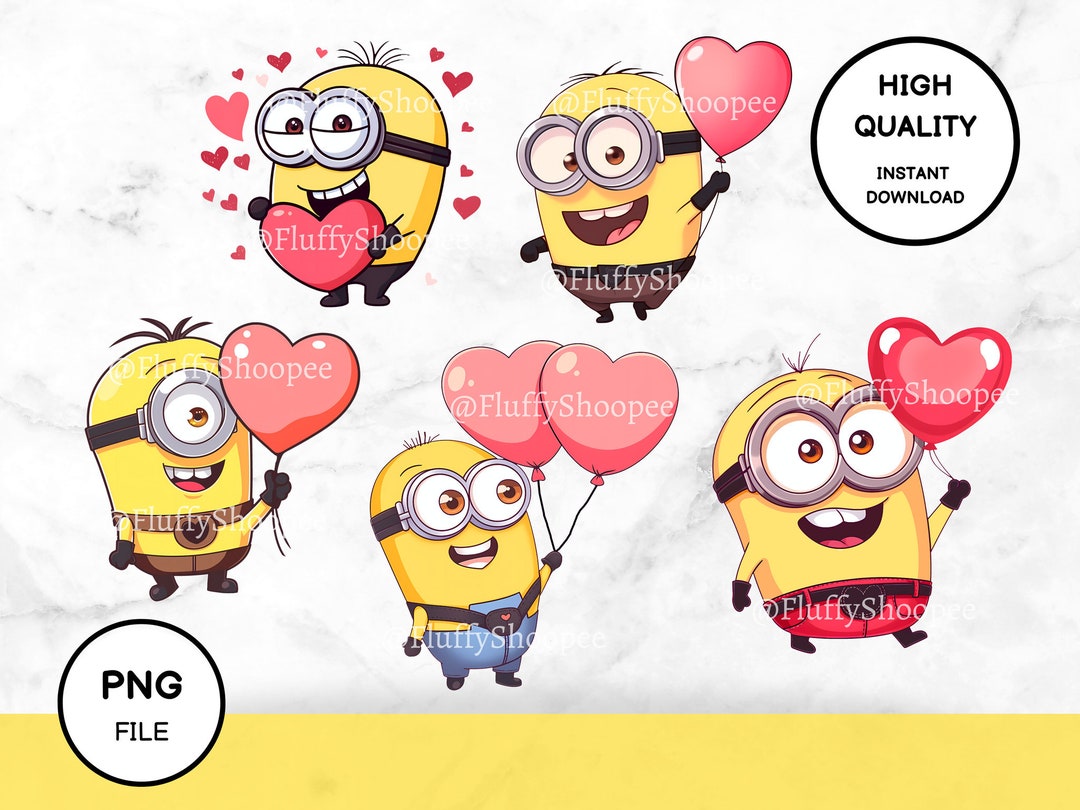 Cute Minion Set Love Day Clipart Design Bundle Ready to Print File ...