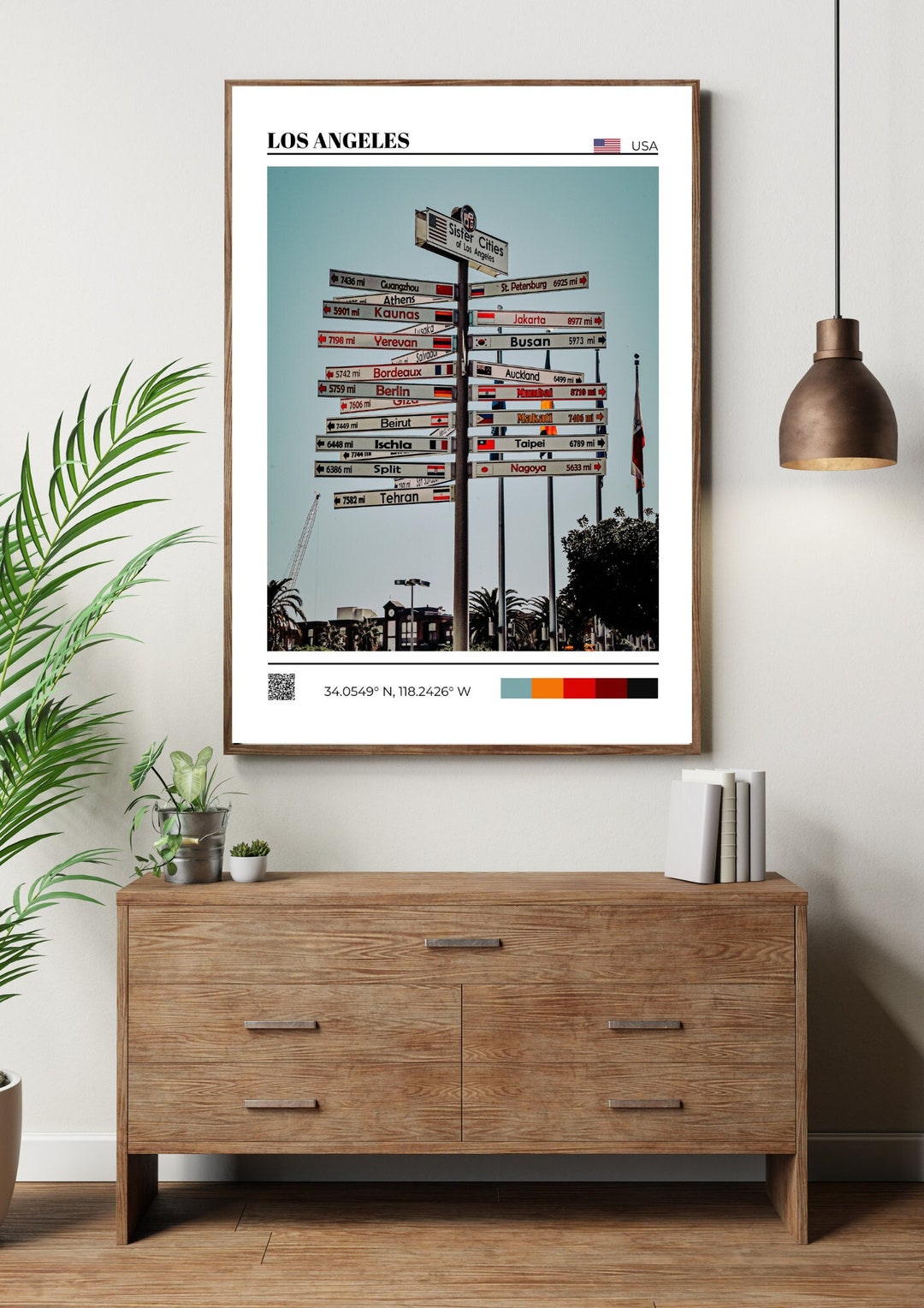 Los Angeles Signpost Poster, Los Angeles Wall Art, Los Angeles Travel ...