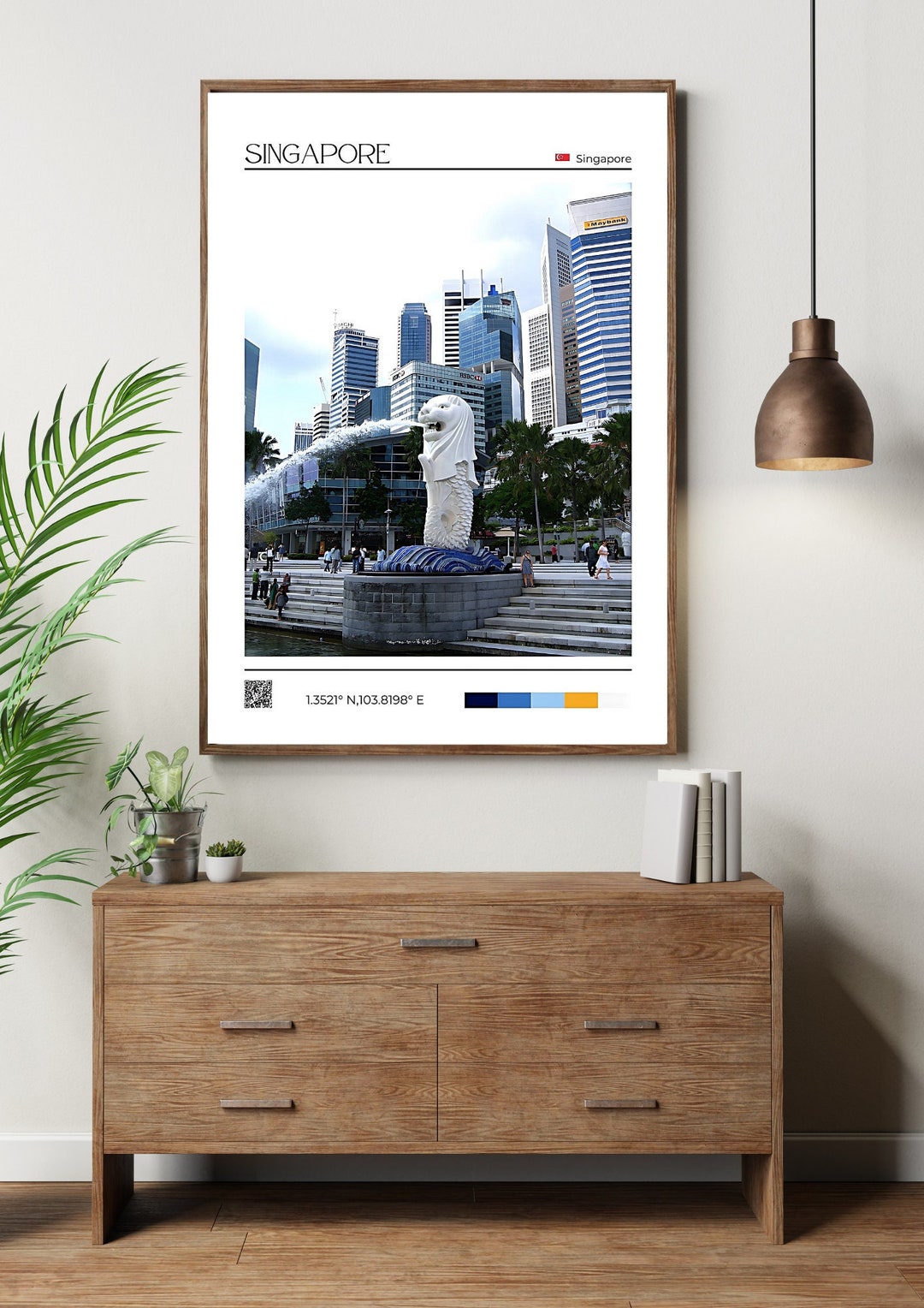Singapore Merlion Statue Wall Art Singapore Poster Singapore Etsy