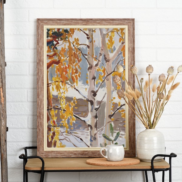 Autumn Landscape by Akseli Gallen-Kallela. First Snow Wall Art. Home Decor.