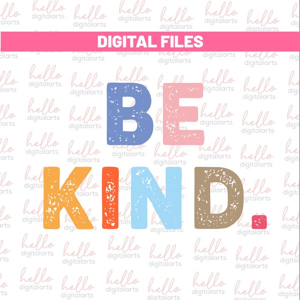 Be Kind Teal Pink | Retro Sublimations, Summer Sublimations, Designs Downloads, PNG Clipart, Shirt Design, Sublimation Downloads