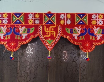 lambrequin de porte vintage - Toran coloré - Décoration de fenêtre indienne | Authentique décoration de porte tribale vintage, rideau bohème, broderie, suspension de porte