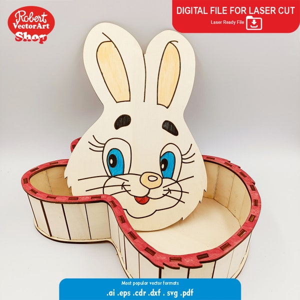 Easter bunny Gift Boxes  - Laser Cut Files - SVG+DXF+PDF+Ai - Glowforge Files - Easter Gift Bunny Box