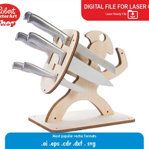 Laser Cut Knife Stand Digital File For Laser and CNC Ai SVG Dxf Eps CDR Laser cut files, vector pattern, vector templates, RVA_FILE
