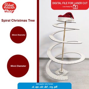 Spiral Christmas Tree, vector file pack 3 designs CNC router and laser cutting, cnc, dxf file, ai, cdr, dwg, svg