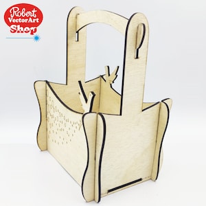 Basket with handle, CNC router and laser cutting, cnc, dxf file, ai, cdr, dwg, svg