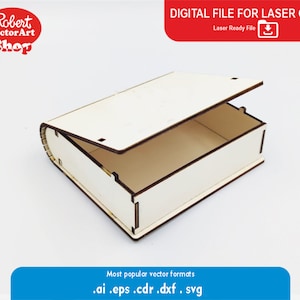 Bücherschachtel Laser Cut Datei: Scharnier Design (Digitaler Download)