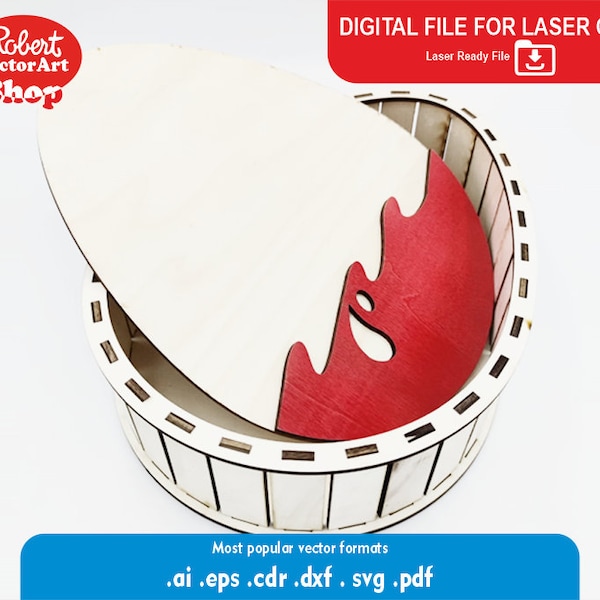 Kinder egg shaped box, 2 sizes - digital laser files - cdr, dxf, svg, ai, eps, pdf files, laser cutting vector plans, download, laser cut