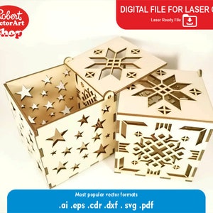 Box with flip up lid vector file for laser cut , Storage box, Gift Box file, Storage Box with model vector